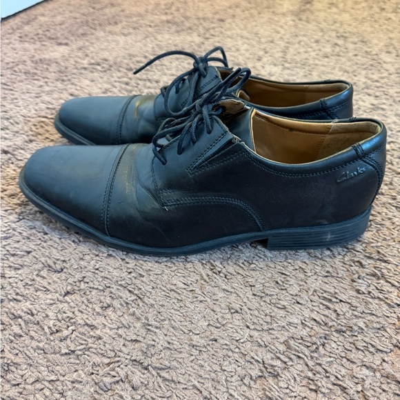 Clarks Men's Whiddon Cap Oxford Black Leather Dress Shoes Size 10 - Picture 6 of 9